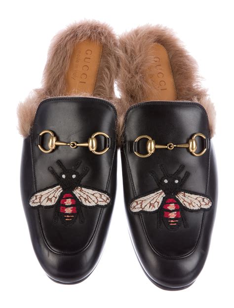 gucci princetown fur|gucci princetown leather slippers women.